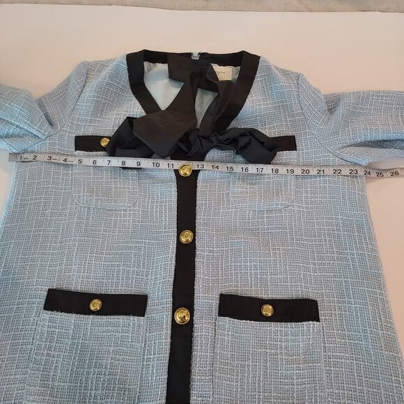Pomander Place Light Blue Coco Tweed Bow Dress Size XL NWOT - Picture 5 of 11